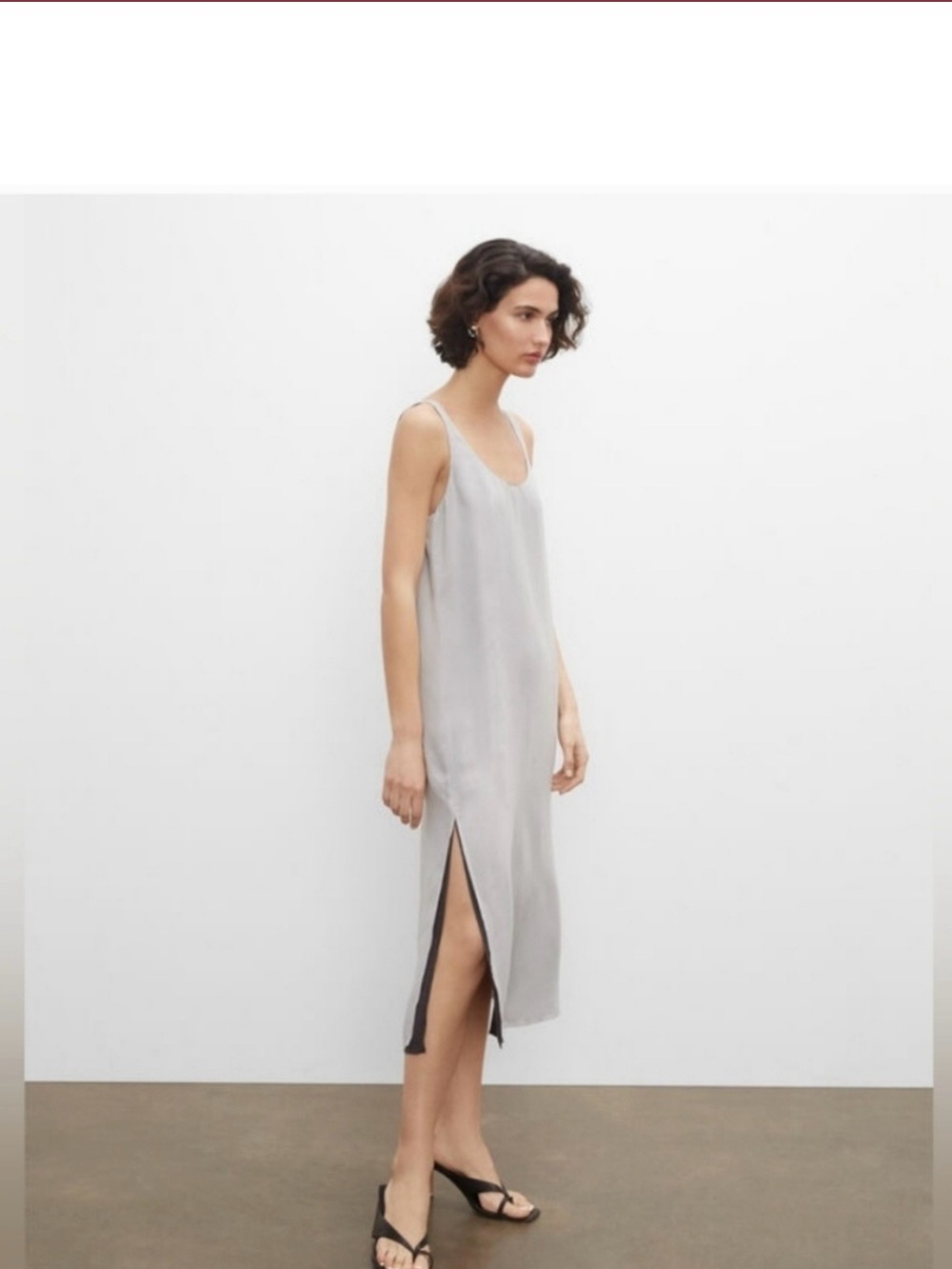 Club Monaco Cashmeree  V-Neck Slip Dress in Light Gray. Size medium